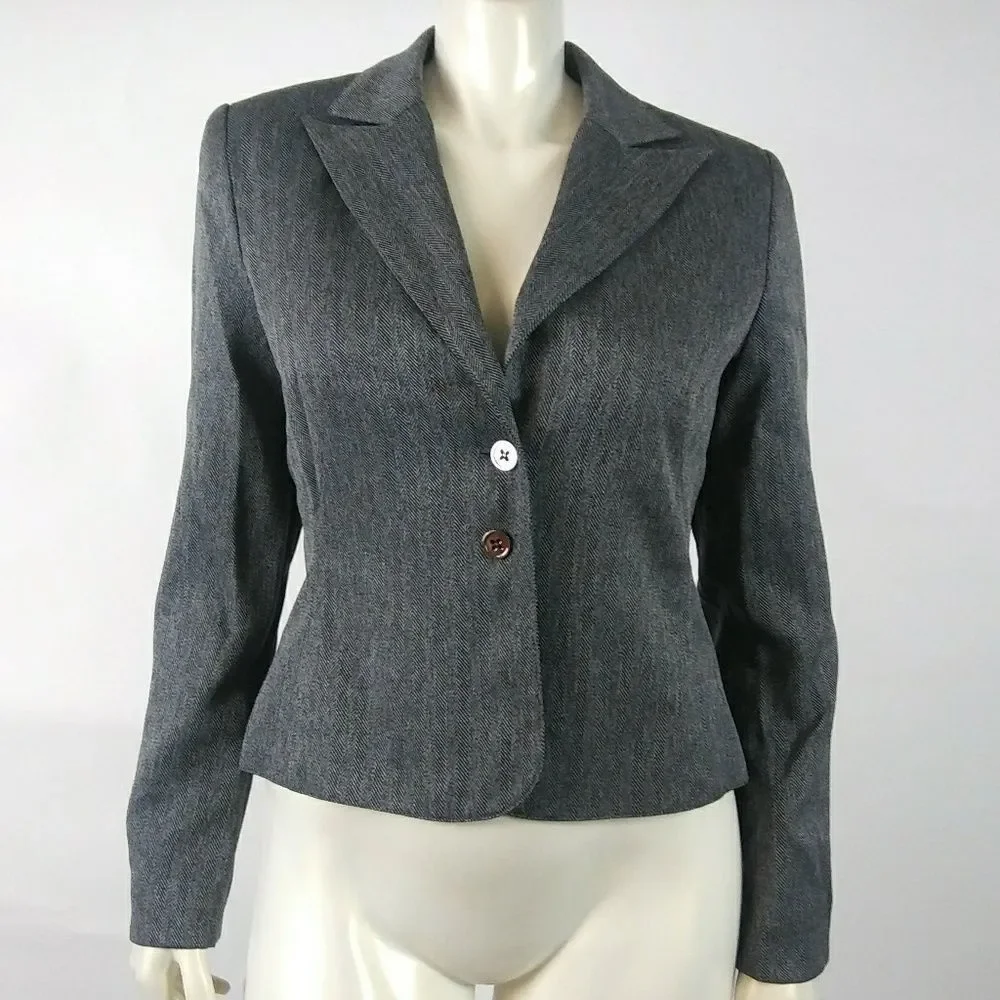 ATELIER‎ Gray 2 Button Tweed Jacket Sz 12 workwear career office